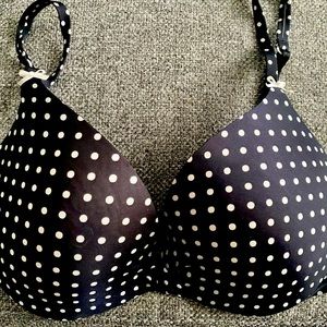 Victoria’s Secret Plunge bra in black polka-dot